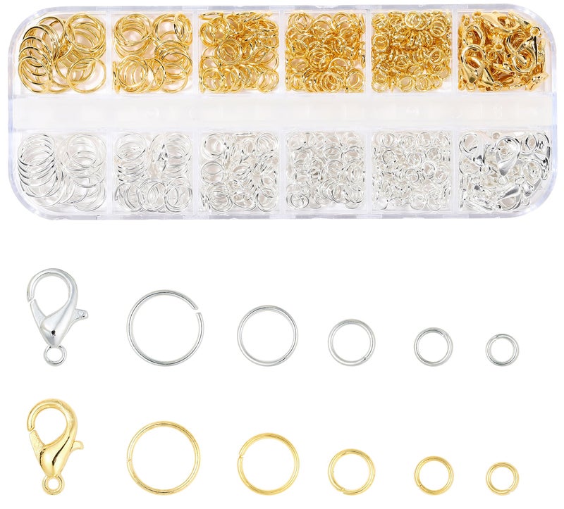 KOPOX 5 Sizes Silver and Gold Open Jump Rings  500PCS O Rings and Lobster Clasps  Small and Large Jump Rings for Jewelry Making and Keychains - Image 1